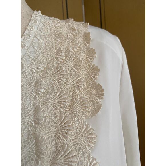 Vintage blouse with lace and pearls, size L - Picture 7 of 8